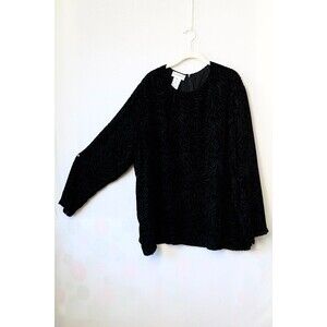 Rena Rowan Black burnout Velvet Blouse 22W silk blend Goth Witchy Whimsigoth